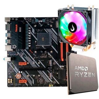 Placa-Mãe Husky Nexus B550 + Processador AMD Ryzen 7 5700X + Air Cooler Gamer Rise Mode Z5