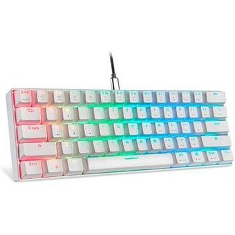 Teclado Gamer Motospeed, RGB, ABNT2, Branco, Switch Blue, USB Tipo-C, Branco - CK61