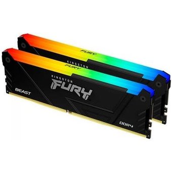 Memória RAM Kingston Fury Beast, RGB, 32GB (2x16GB), 3200MHz, DDR4, CL16, Preto - KF432C16BB12AK2/32