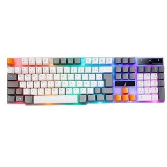 Teclado Semi-Mecânico Gamer Rise Mode G1, Rainbow, USB, Branco e Cinza - RM-TG-01-WG