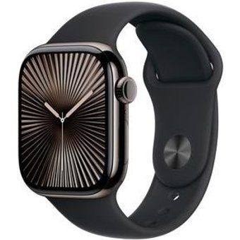 Apple Watch Series 10 GPS + Cellular, Caixa Ardósia de Titânio de 42 mm, Pulseira Esportiva Preta, Tamanho P/M - MWXG3AM/A