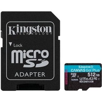 MicroSD Kingston, 512GB, microSDXC Canvas Go Plus, Gen4, com adaptador - SDCG4/512GB