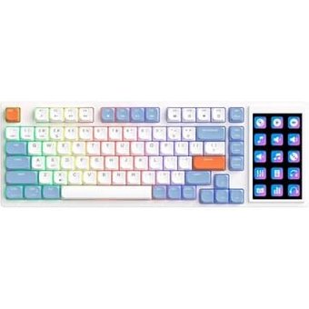 Teclado Mecânico Gamer Ajazz AKP815, RGB, USB-C, Switch Huannuo Short Tea, Azul, Branco e Laranja - AKP815