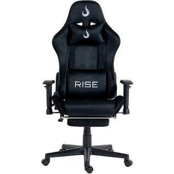 Cadeira Gamer Rise Mode X02, Ângulo Ajustável, Até 130Kg, Braço 2D, Tecido, Apoio Para os Pés Retrátil, Preta - RM-CG-X02-BK-FBC