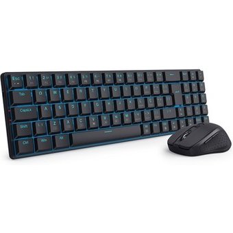 Kit Teclado e Mouse Sem Fio Redragon Office, Mecânico, LED Azul, ABNT2, Preto - BS-8772 BK