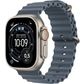 Apple Watch Ultra 3 GPS + Cellular, Caixa Natural de Titânio de 49 mm, Pulseira Oceano Azul-âncora - MEWH4BE/A