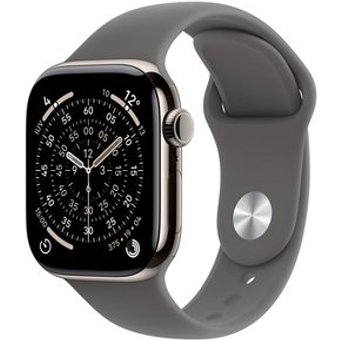 Apple Watch Series 11 GPS + Cellular, Caixa Natural de Titânio de 42 mm, Pulseira esportiva Cinza-pedra, Tamanho M/G - MF8N4AM/A