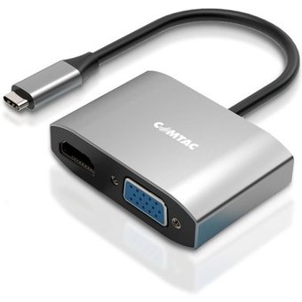 Cabo Adaptador Conversor Comtac USB-C, para HDMI 2.0 e VGA, Alumínio - 20119453