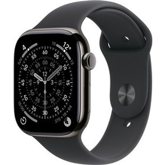 Apple Watch Series 11 GPS + Cellular, Caixa Ardósia de Titânio de 46 mm, Pulseira Esportiva Preta, Tamanho M/G - MFD24AM/A