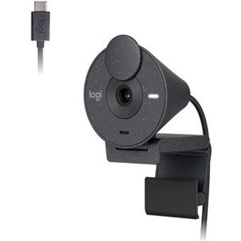 Webcam Logitech Brio 300 Full HD, 1080p, 30 FPS, USB-C, Microfone Integrado, Grafite - 960-001413
