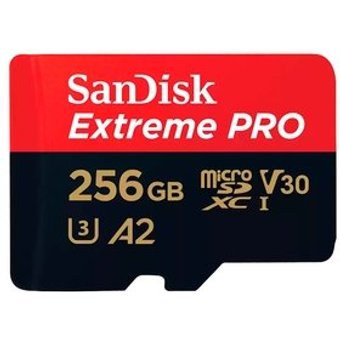 Cartão Micro SD SanDisk Extreme Pro 256GB, UHS-I, Com Adaptador 200MB/s Leitura e 140MB/s Gravação - SDSQXCD-256G-GN6MA