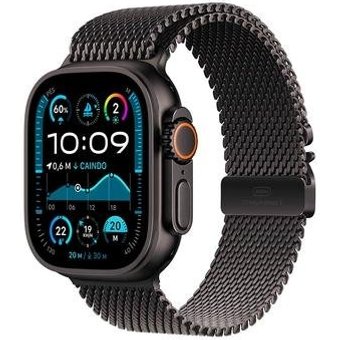 Apple Watch Ultra 2 GPS + Cellular, Case Preta de Titânio de 49 mm, Pulseira Preta Estilo Milanês de Titânio M - MX5U3BE/A