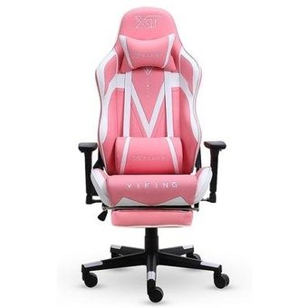 Cadeira Gamer XT Racer Viking Series, Até 120kg, Com Almofadas e Apoio de Pés, Reclinável, Descanso de Braço 3D, Rosa e Branco - XTR-023