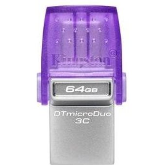 Pen Drive 64GB Kingston Data Traveler, micro Duo 3C, USB C e USB-A, 200MB/s - DTDUO3CG3/64GB