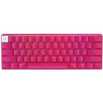 Teclado Sem Fio Mecânico Gamer Logitech G PRO X 60 Lightspeed, RGB, Bluetooth, Compatível com Windows, Rosa Magenta - 920-011940