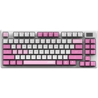 Teclado Sem Fio Mecânico Gamer MSI Forge GK600 TKL W VIOLET, RGB, Switch Linear, USB 2.0,Bluetooth, US, Rosa - FORGEGK600V