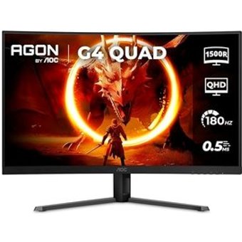 Monitor Gamer Curvo AOC 32", QHD, 180Hz, 0.5ms, Fast VA, Adaptive Sync, HDR, Preto - CQ32G4E