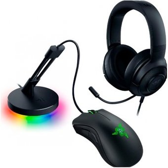 Kit Gamer Razer Game on Mouse Deathadder Essential, 6400 DPI + Headset Kraken X Lite + Mouse Bungee V3 Chroma, Preto - RZ85-03850100-B3U1