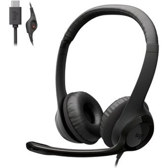 Headset Logitech H390, Controles de Áudio Integrado, Microfone com Redução de Ruído, USB-C, Preto - 981-001575