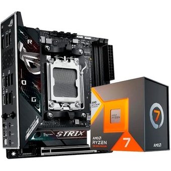 Kit Placa Mãe ASUS ROG STRIX B850-I GAMING WIFI AM5 + Processador AMD Ryzen 7 7800X3D