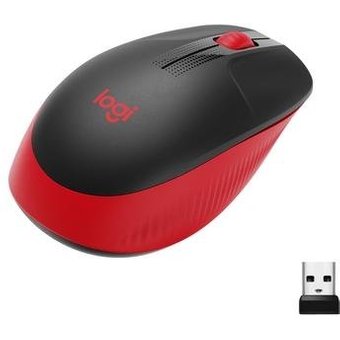 Mouse sem fio Logitech M190 com Design Ambidestro de Tamanho Padrão, Conexão USB e Pilha Inclusa, Vermelho - 910-005904