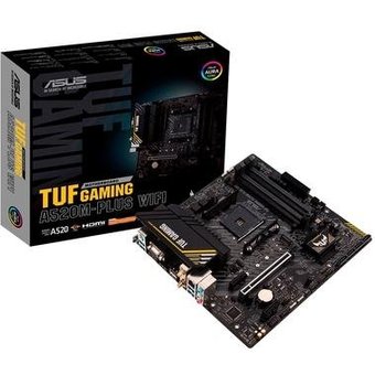Placa-Mãe ASUS TUF GAMING A520M-PLUS WIFI, AMD AM4, RGB, mATX, DDR4, Preto - 90MB17F0-M0EAY0