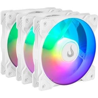 Kit com 3 Ventoinhas Rise Mode X, 120mm, Led ARGB, Branco - RM-XLD-02-ARGB