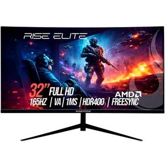 Monitor Gamer Curvo Rise Mode Elite 32", FHD, 165Hz, VA, FreeSync, HDR 400, DisplayPort e HDMI, sRGB 99%, Preto - RM-MOG-32C165FH-B