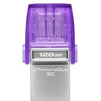 Pen Drive 128GB Kingston DataTraveler microDuo 3C, USB-A/C 3.2 Gen 1, Leitura de 200MB/s - DTDUO3CG3/128GB