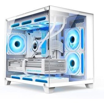 Gabinete Gamer Hyrax HGB730, Mini Tower, M-ATX, Frontal e Lateral em Vidro Temperado, Sem FANs, Branco - HGB730W