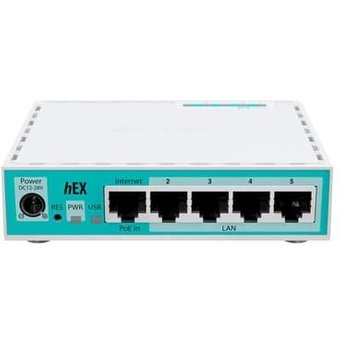 Roteador Mikrotik Routerboard E50UG HEX, 5 portas Ethernet 10/100/1000 Mbps, IP20, Branco - E50UG