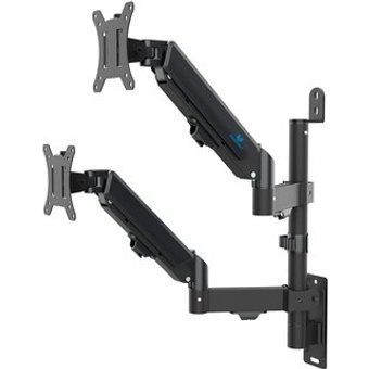 Suporte de Parede Articulado para 2 Monitores de 17" a 32" Ergofirst, Ajuste com Pistão a Gás, Preto - G16-124