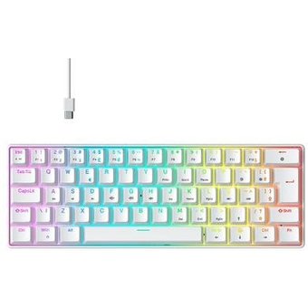 Teclado Mecânico Gamer Hyrax Thunder HCK61, RGB, Switch Blue, 100% anti-ghosting, ABNT2, Branco - HCK61W-BLUE-RGB