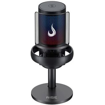 Microfone Gamer Rise Mode Elite 05 RGB, USB-C, Condensador, Filtro Anti-Ruído, Preto - RM-ME-05-B