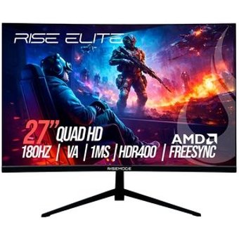 Monitor Gamer Curvo Rise Mode Prime 27", QHD, 180Hz, 1ms, VA, FreeSync, HDR 400, HDMI e DisplayPort, Preto - RM-MOG-27C1802K-B