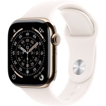 Apple Watch Series 11 GPS + Cellular, Caixa Dourada de Titânio de 42 mm, Pulseira Esportiva Blush-clara, Tamanho P/M - MF8W4AM/A