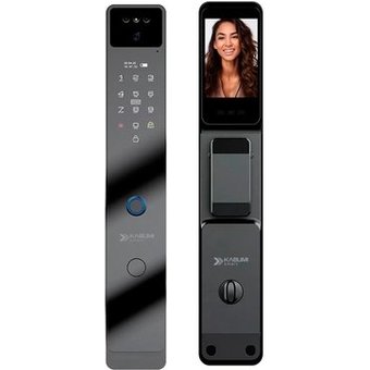 Fechadura Digital KABUM! smart Security, Com maçaneta, Reconhecimento Facial, Biometria, Controle via app, Preto - KSFD700PT
