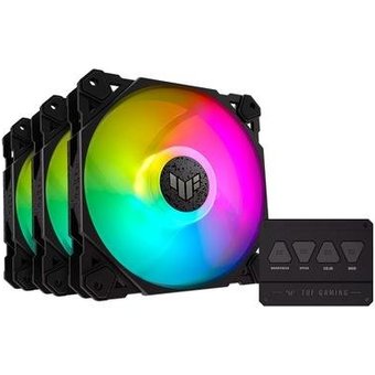 Kit com 3 Ventoinhas ASUS TUF Gaming TF120, 120mm, Led ARGB, Preto - 90DA0030-B00030