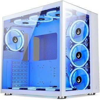 Gabinete Gamer Rise Mode Galaxy Glass Standard, Mid Tower, Lateral e Frontal em Vidro Temperado, Sem Fans, Branco - RM-GA-GGST-FW