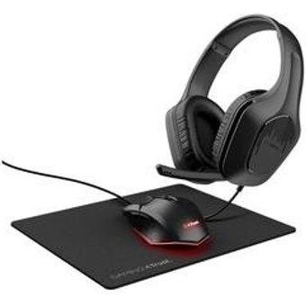 Kit Gamer GXTrust 790 Headset com Microfone, Mouse LED 6400 DPI, Mousepad Antiderrapante, Preto - 25117