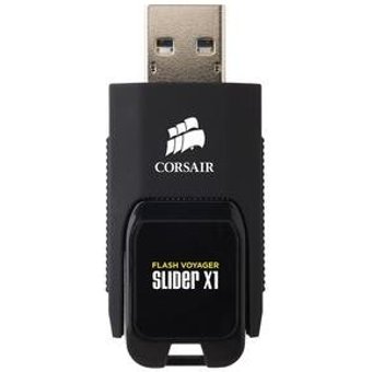 Pen Drive 256GB Corsair Voyager Slider X1, USB 3.0, Leitura de 130MB/s, Preto - CMFSL3X1-256GB