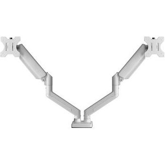 Suporte De Mesa Bluecase Ergo Flexy Para Dois Monitores, 12" a 32", Tri-Articulado, Pistão a Gás, Até 10+10kg, Vesa, Branco - BSMTG02-3WBX