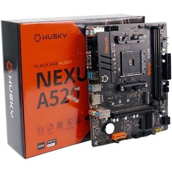 Placa-Mãe Husky Nexus A520, M.2 NVMe, DDR4 3200MHz, Ryzen 5000/4000/3000, Micro-ATX, 64GB Dual Channel - HPM520