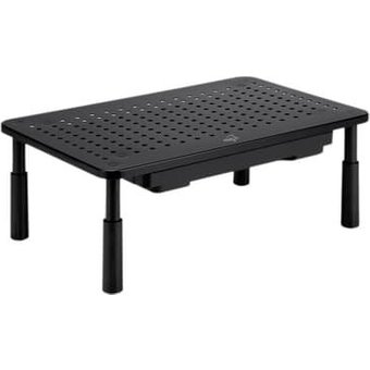 Suporte Organizador de Mesa para Monitor e Notebook ELG, com Ajuste de Altura, Gaveta, Preto - SM087