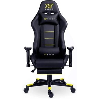 Cadeira Gamer XT Racer Attack, Até 120Kg, Reclinável, Apoio de Pés Retrátil, Cilindro de Gás Classe 4, Couro PU, Preta e Amarela - XTR-057