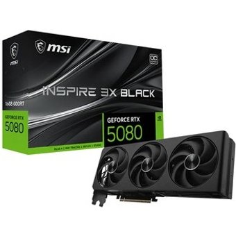 Placa de Vídeo MSI RTX 5080 Inspire 3X OC Black NVIDIA GeForce, 16GB, GDDR7 - G5080-16I3CB