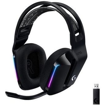 Headset Gamer Sem Fio Logitech G733 7.1 Dolby Surround RGB LIGHTSYNC, Blue VOICE para PC e PlayStation, Preto - 981-000863