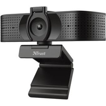 Webcam Trust Teza 4K Ultra HD com Tripé, Microfones Duplos, Filtro de Privacidade, USB, Preto - 24280