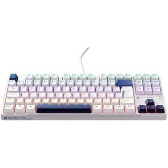Teclado Mecânico Gamer Machenike K500B-B87 RGB, Switch RED, Layout 80%, Usb-C, Abnt2, Branco E Azul - REF JJ02GZ009