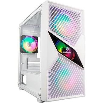 Gabinete Gamer ONE POWER Fractal, Mid Tower, M-ATX, Lateral em Vidro Temperado, Sem FANs, Branco - CC-201W